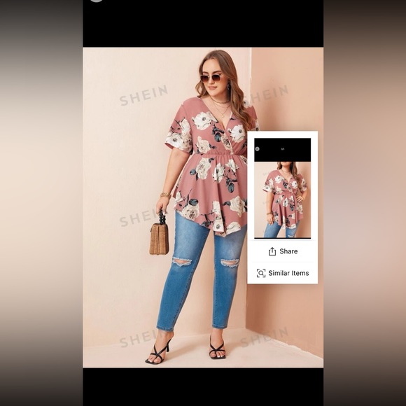 SHEIN 1X flower top - Picture 2 of 7